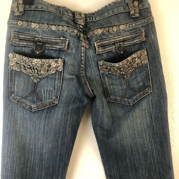 Do Denim Blue Jeans with metal buttons  detail around pockets size 27 - Picture 6 of 11